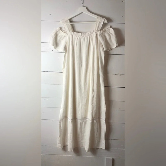 NWT Anthropologie Conditions Apply Banana Valari Maxi Dress White Size Large - Picture 2 of 8